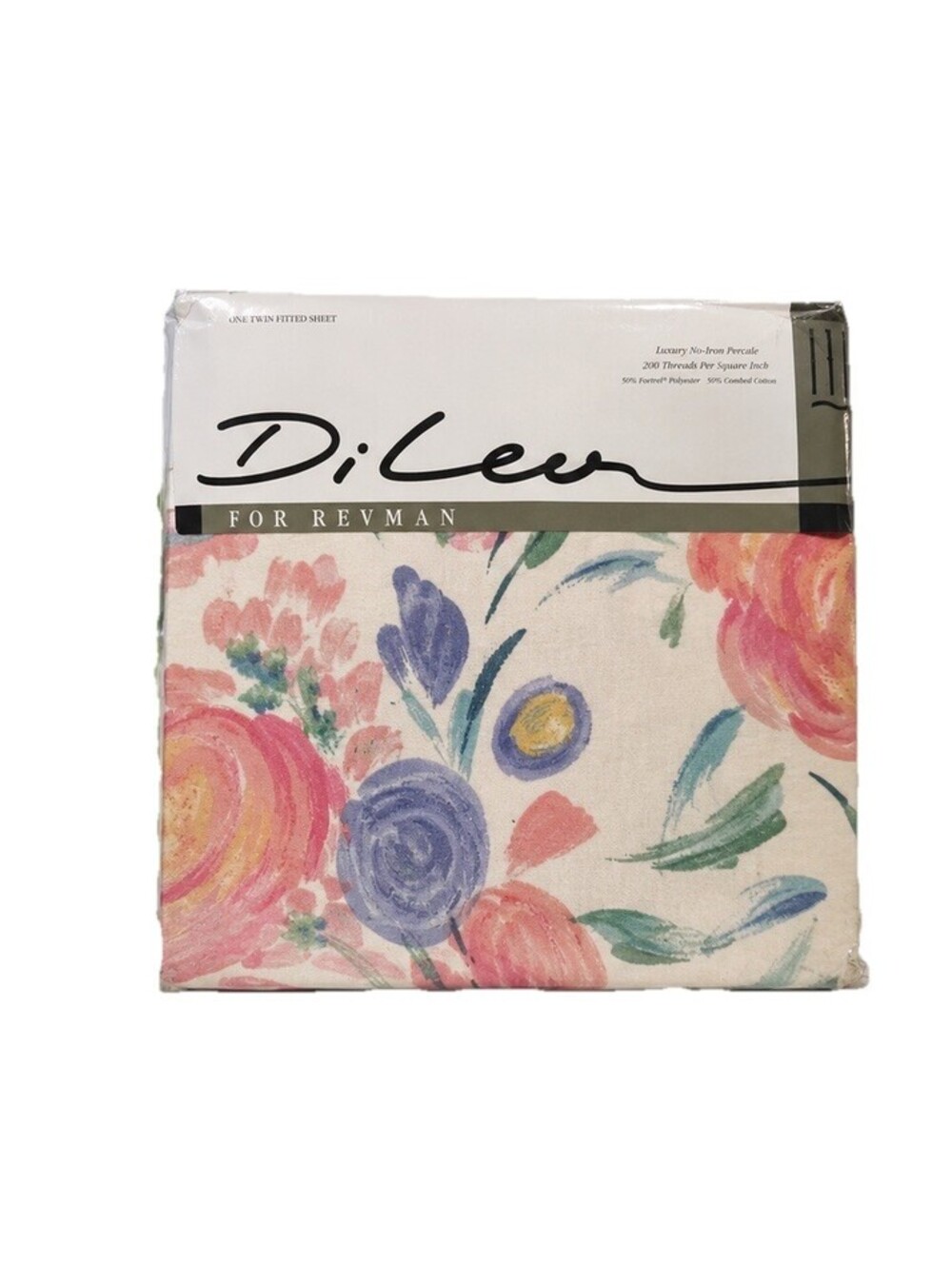 Vintage Di Lee Twin Fitted Sheet NOS Floral Cottagecore 200 TC Percale